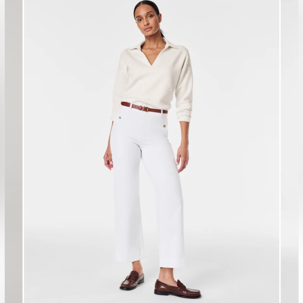 SPANX White Cropped Ankle Pants Modern Fit